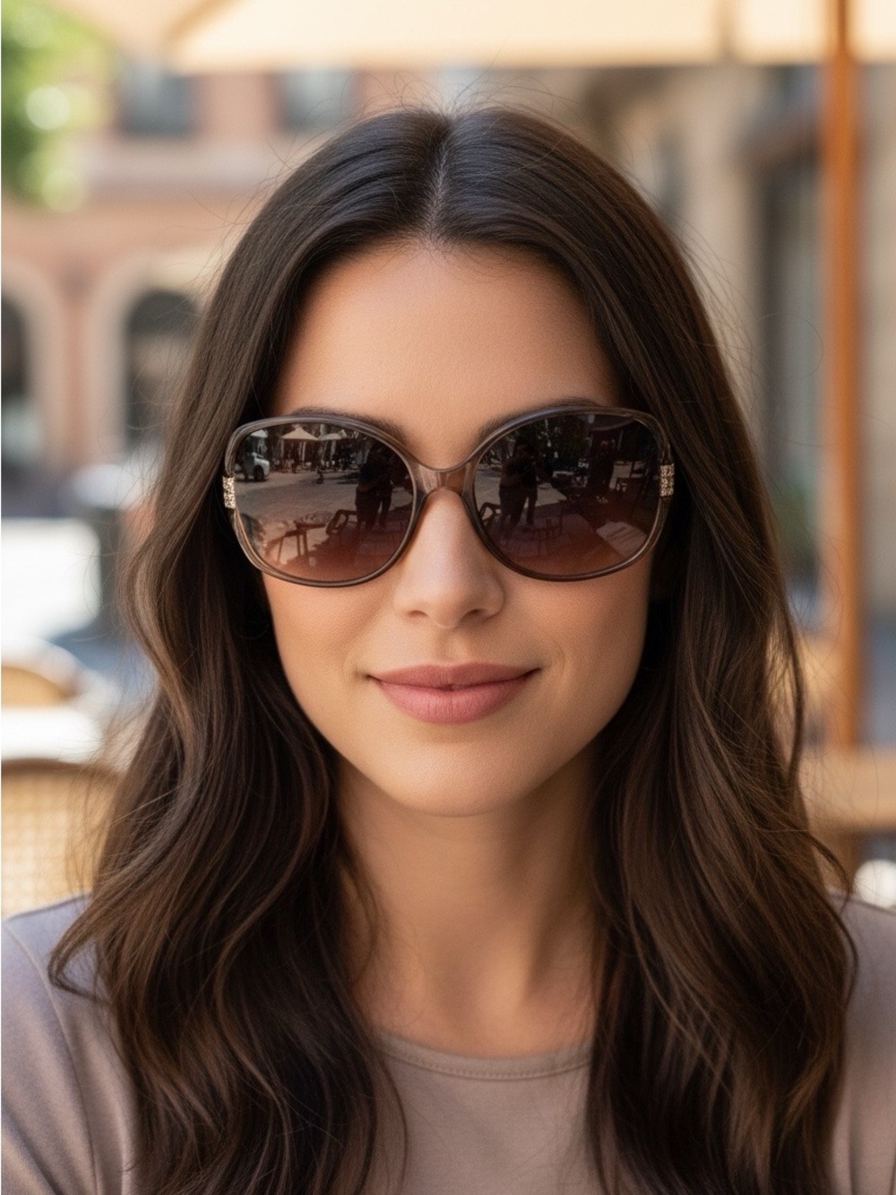 Foster Grant Brown Gradient Oversized Women's Sunglasses vintage sun beach uv ra
